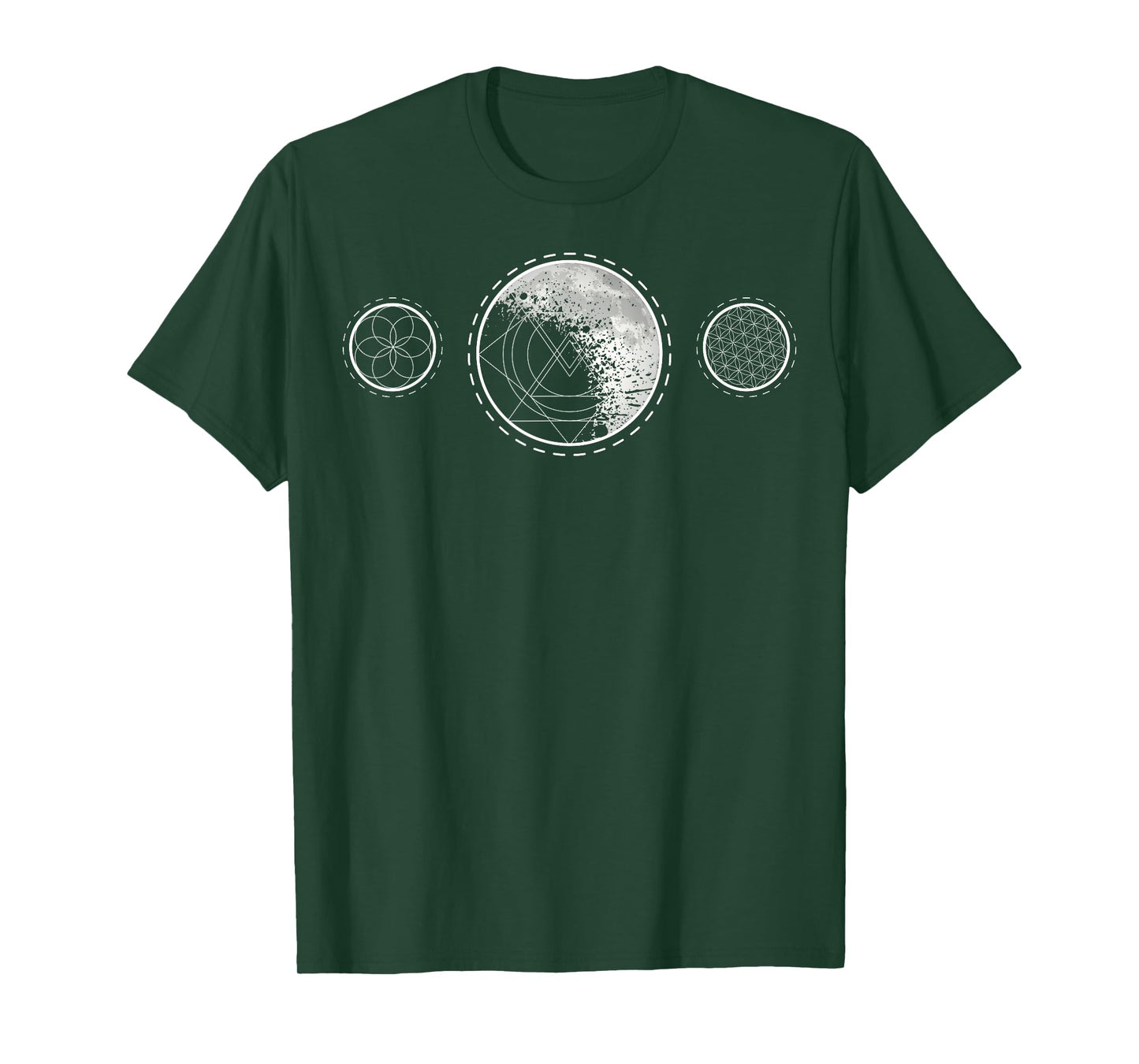 Sacred Geometry Moon for a Spiritual Zen Gothic Mandala T-Shirt