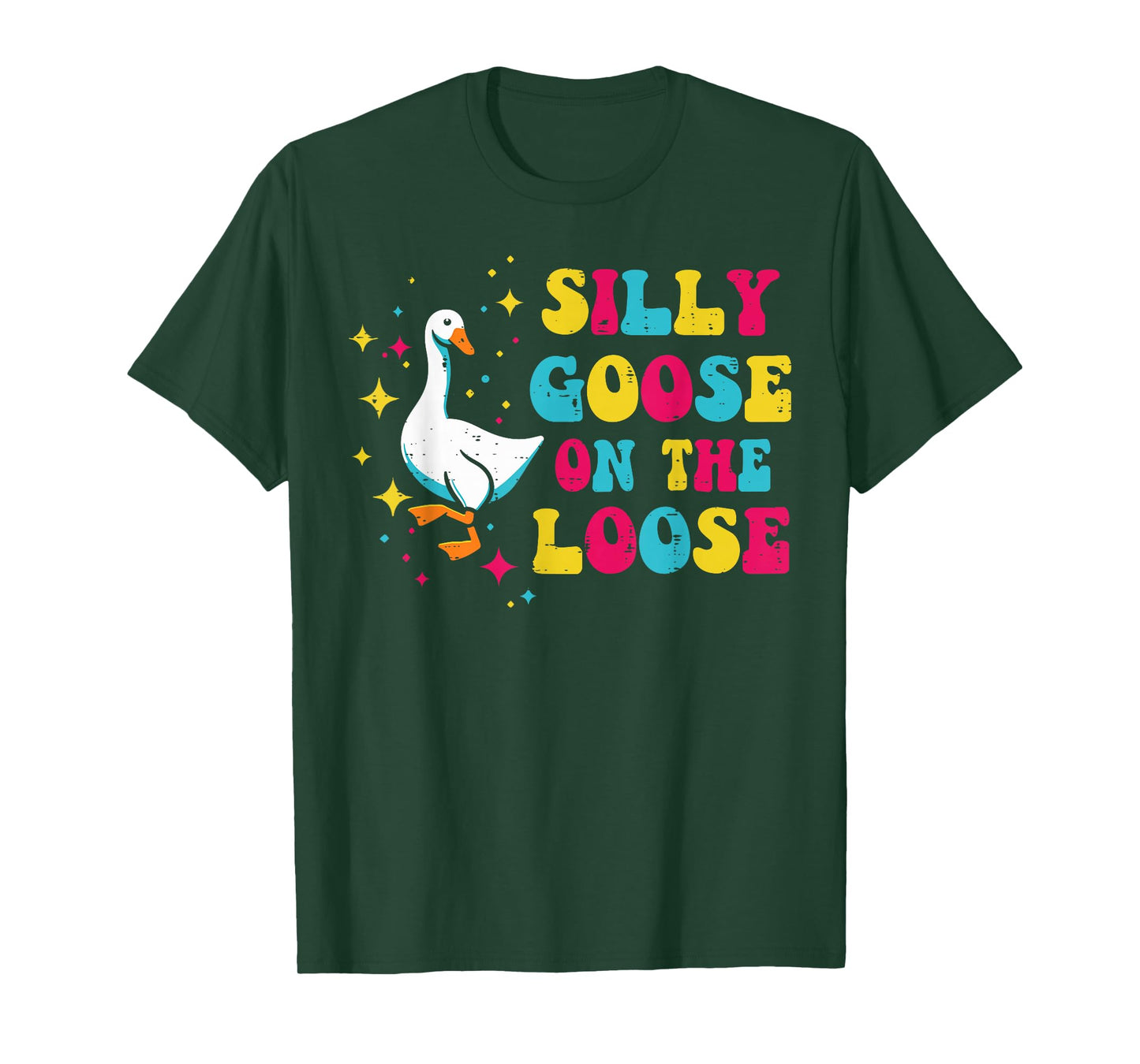 Goose Silly On The Loose Groovy Retro Animal Women Men Kids T-Shirt