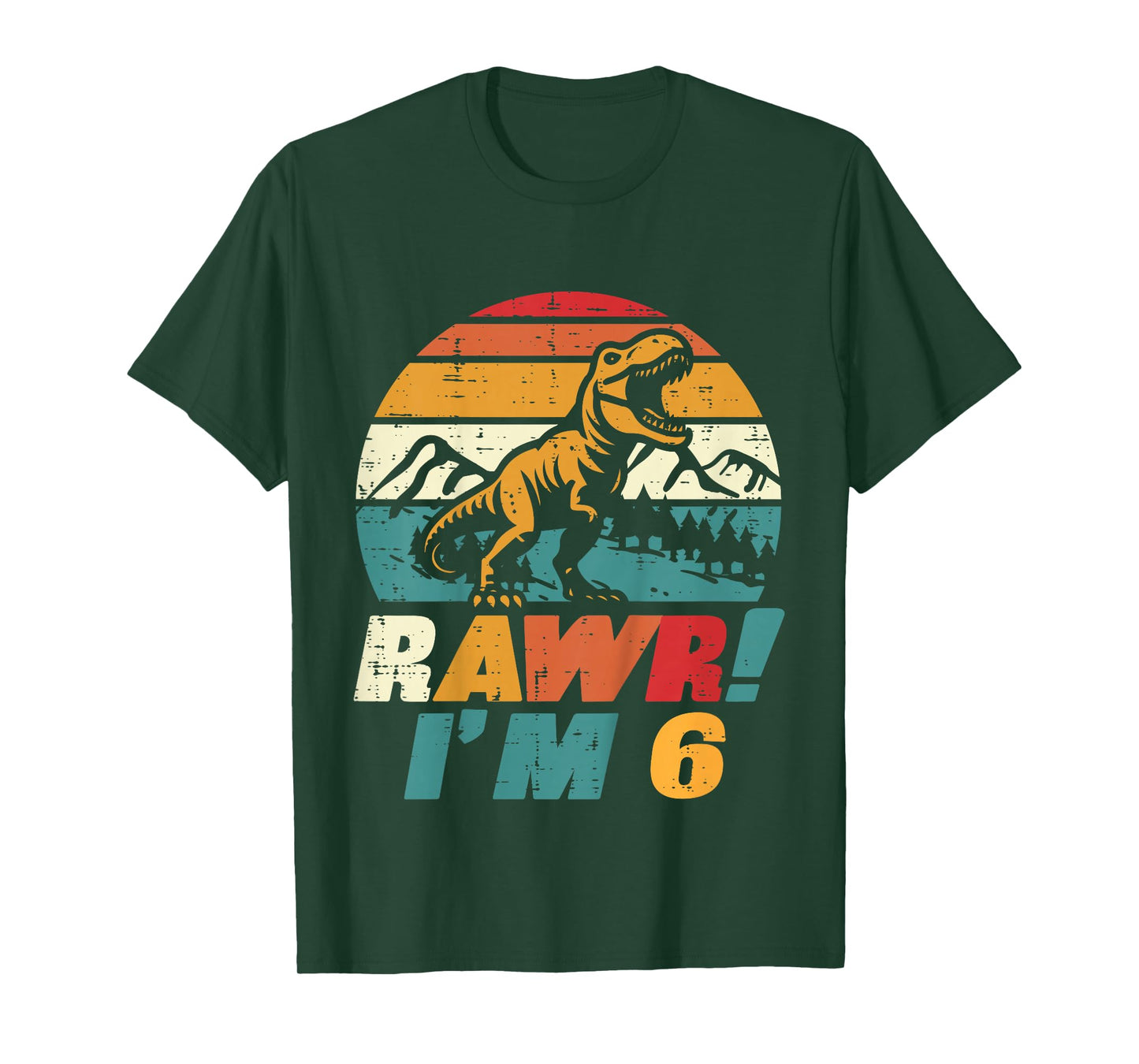 Kids 6th Birthday Dinosaur Rawr Im 6 Retro Bday Trex Boys Kids T-Shirt