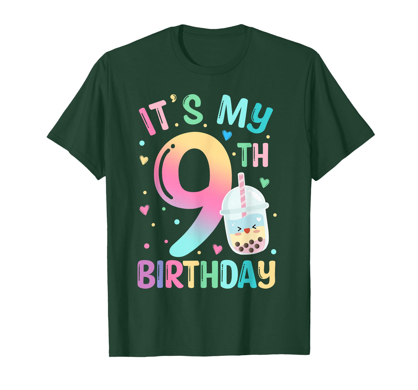 It's My 9th Birthday Bubble Boba Tea Party 9 Year Old Girl T-Shirt