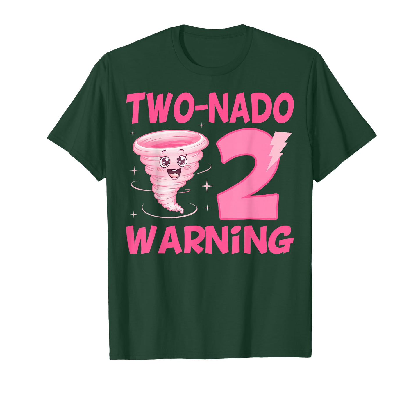 Kids Two-nado Warning 2nd Birthday Pink Tornado Birthday T-Shirt
