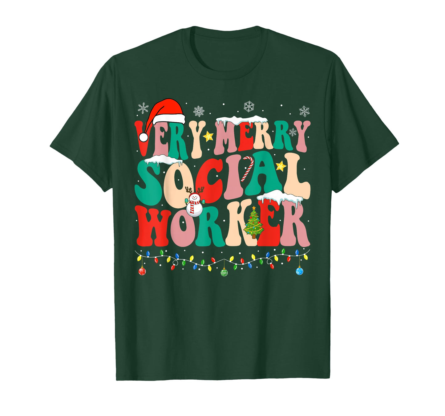 Very Merry Social Worker Xmas Cool Christmas Social Worker T-Shirt