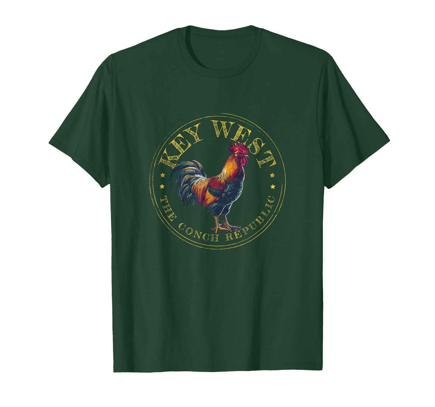 Key West Rooster FL The Conch Republic Funny Souvenir T-Shirt, Small, Blue