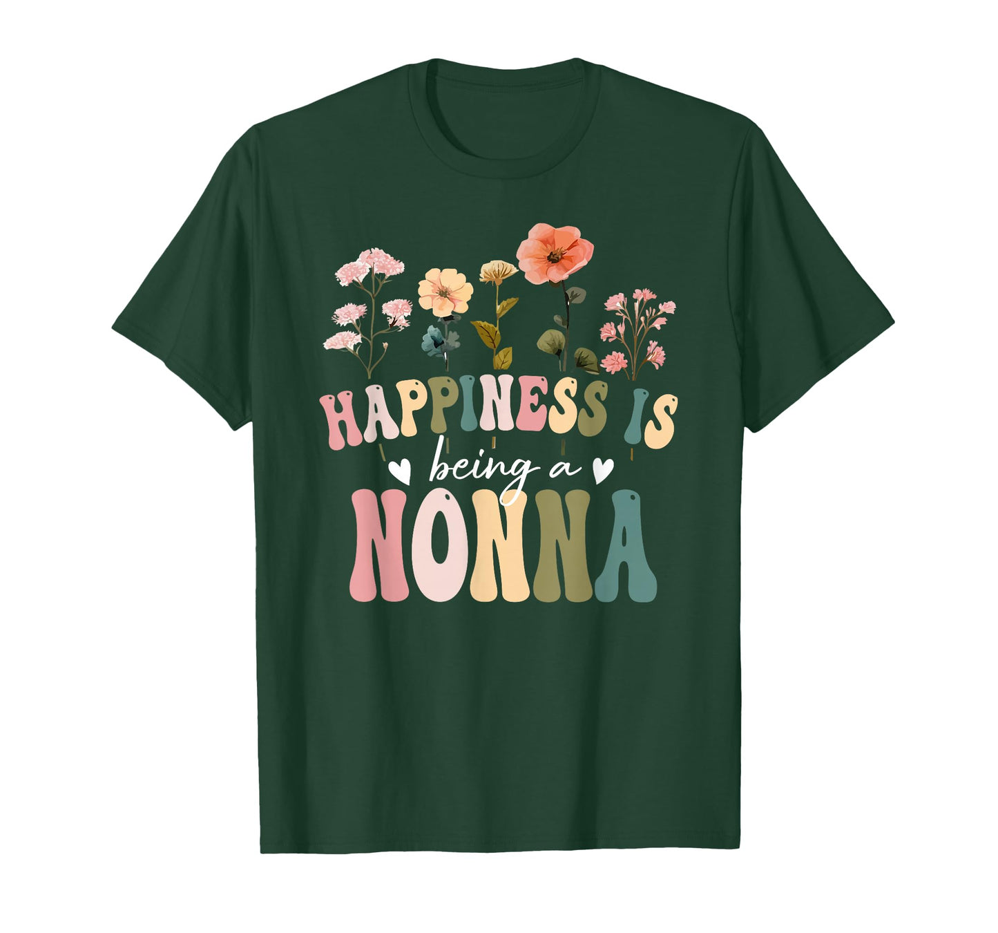 Happiness is Being a Nonna Floral Design Nonna Mother's Day T-Shirt
