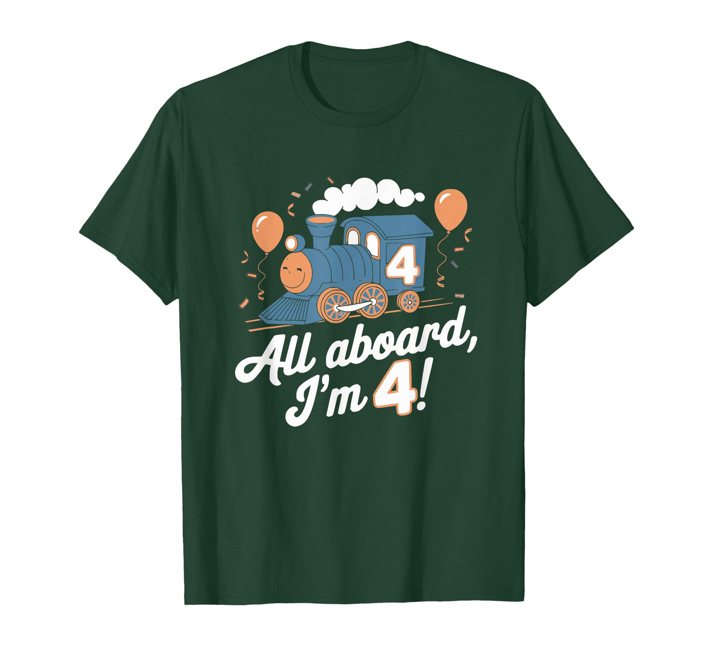 Train 4th Birthday All Aboard I'm 4 Design For Kids T-Shirt