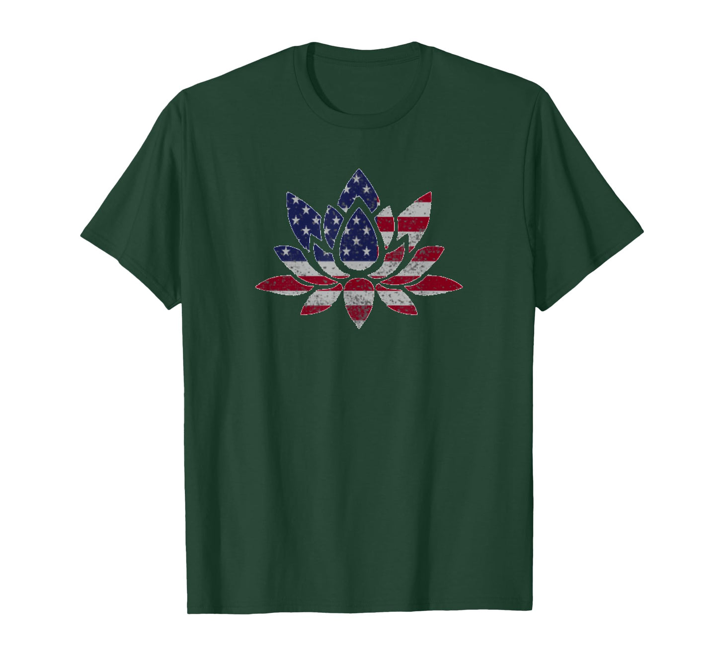 Patriotic USA Flag Lotus Flower Yoga Meditation July 4th T-Shirt for Women Men