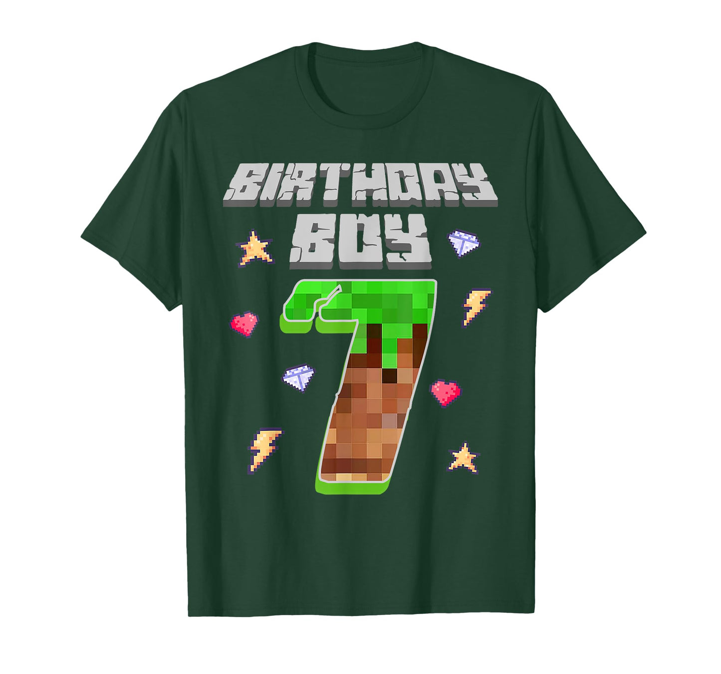 It's My 7th Birthday Boy Seven 7 Year Old Pixel Gaming Party T-Shirt
