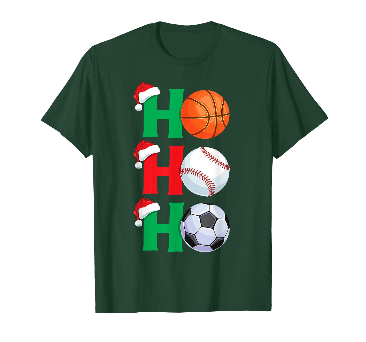 Ho Ho Ho Boys Christmas Sports Basketball Baseball Soccer T-Shirt