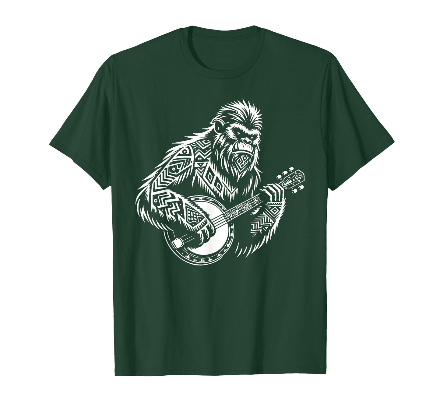 Zen Bigfoot Playing Banjo Tribal Art Music Fest Sasquatch T-Shirt