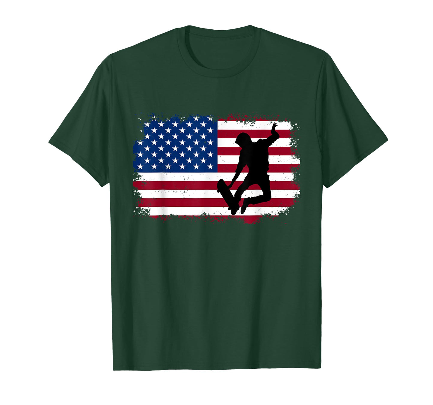 Skateboarding Skater Skate Board American Flag Men Boys T-Shirt