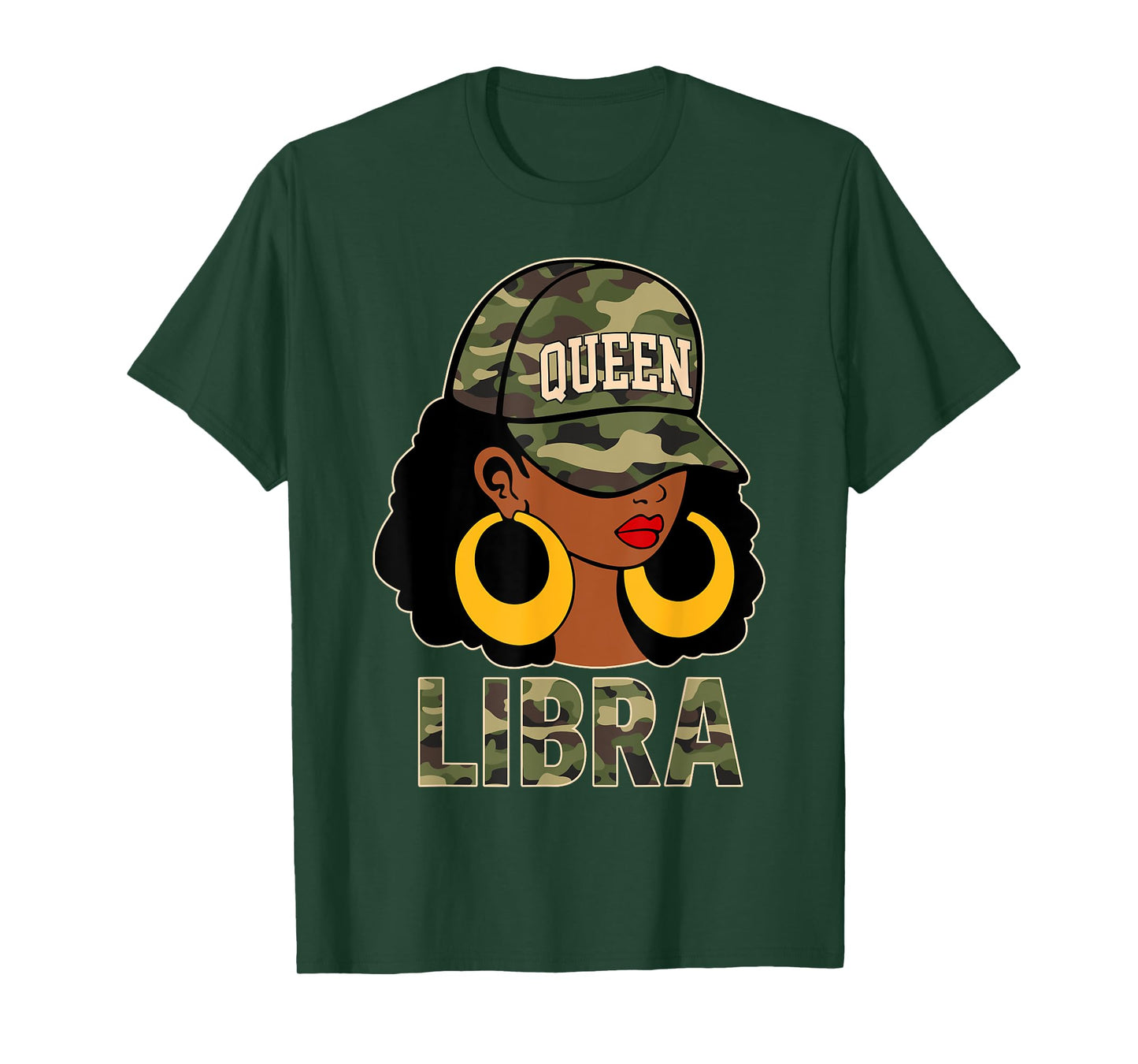 Libra Queen Black Woman Cap Hat Camo Afro Girl Zodiac T-Shirt