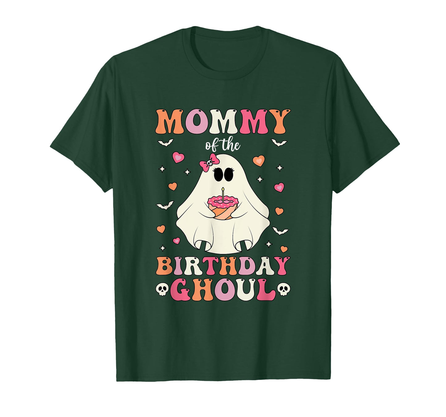 Mommy Of The Birthday Ghoul Groovy Halloween Ghost 2024 T-Shirt