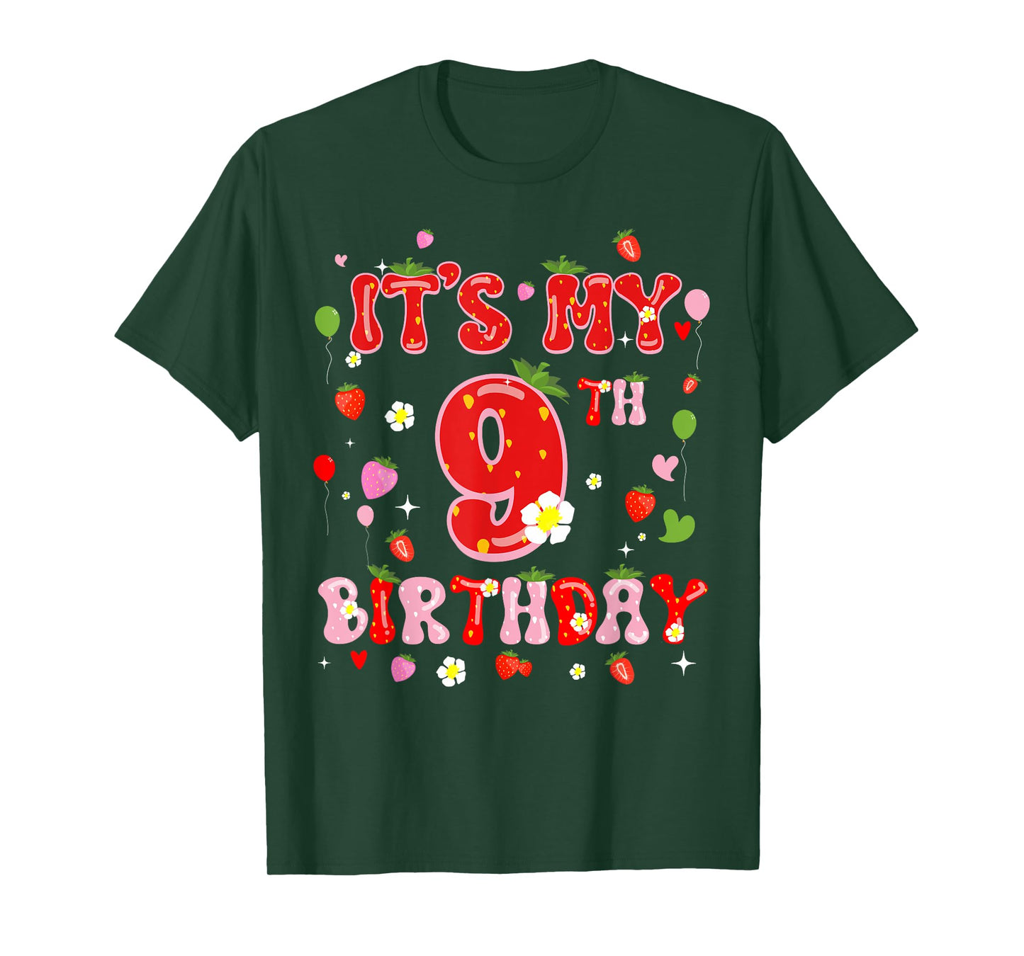 Its My 9th Birthday Girl Nine Year Old Sweet Strawberry 9yr T-Shirt