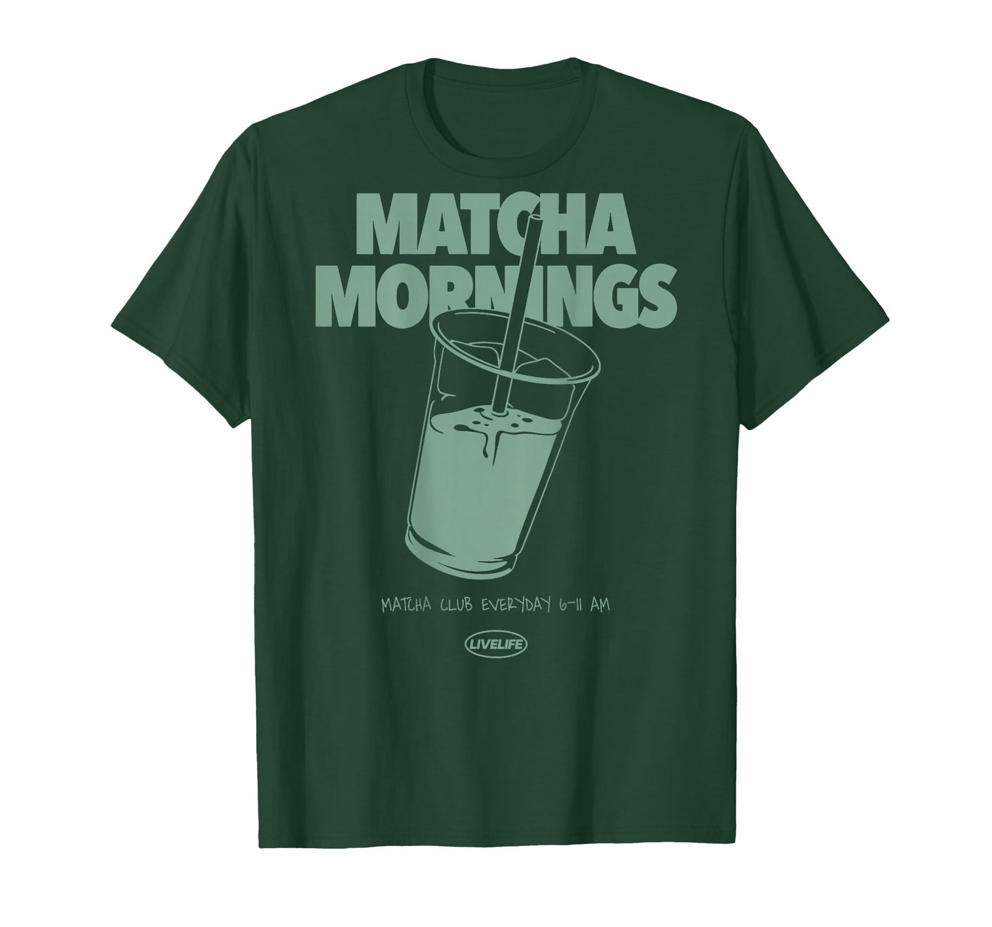 MATCHA MORNINGS X LIVELIFE Green Tea Matcha Latte Back T-Shirt