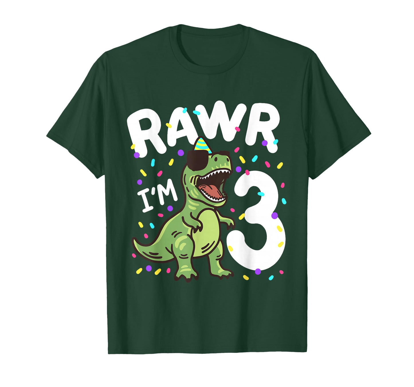 Three Rawr I'm 3 Years Old T Rex Dinosaur 3rd Birthday Boys T-Shirt