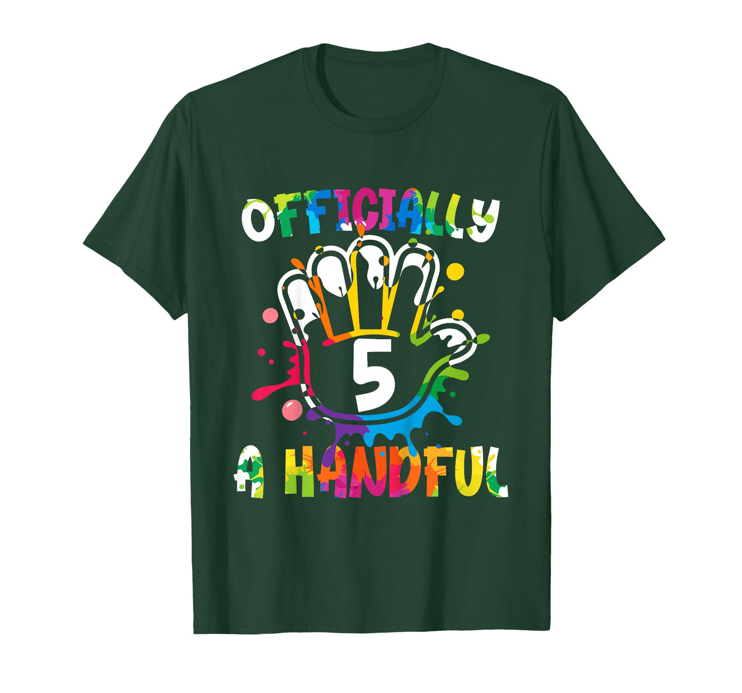 Kids Officially A Handful Funny 5th Birthday Boy Girl Turning 5 T-Shirt