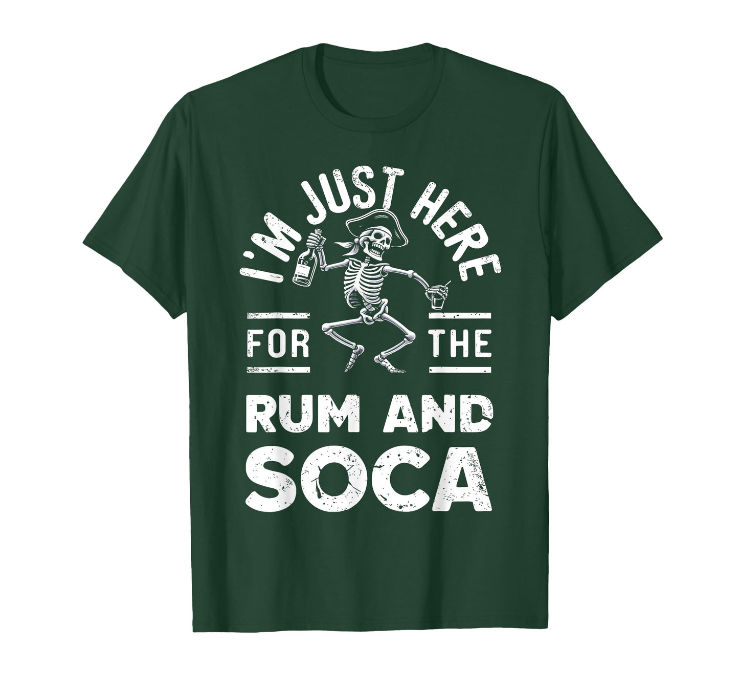 I'm Just Here For Rum And Soca Retro Carnival Pirate Fete T-Shirt