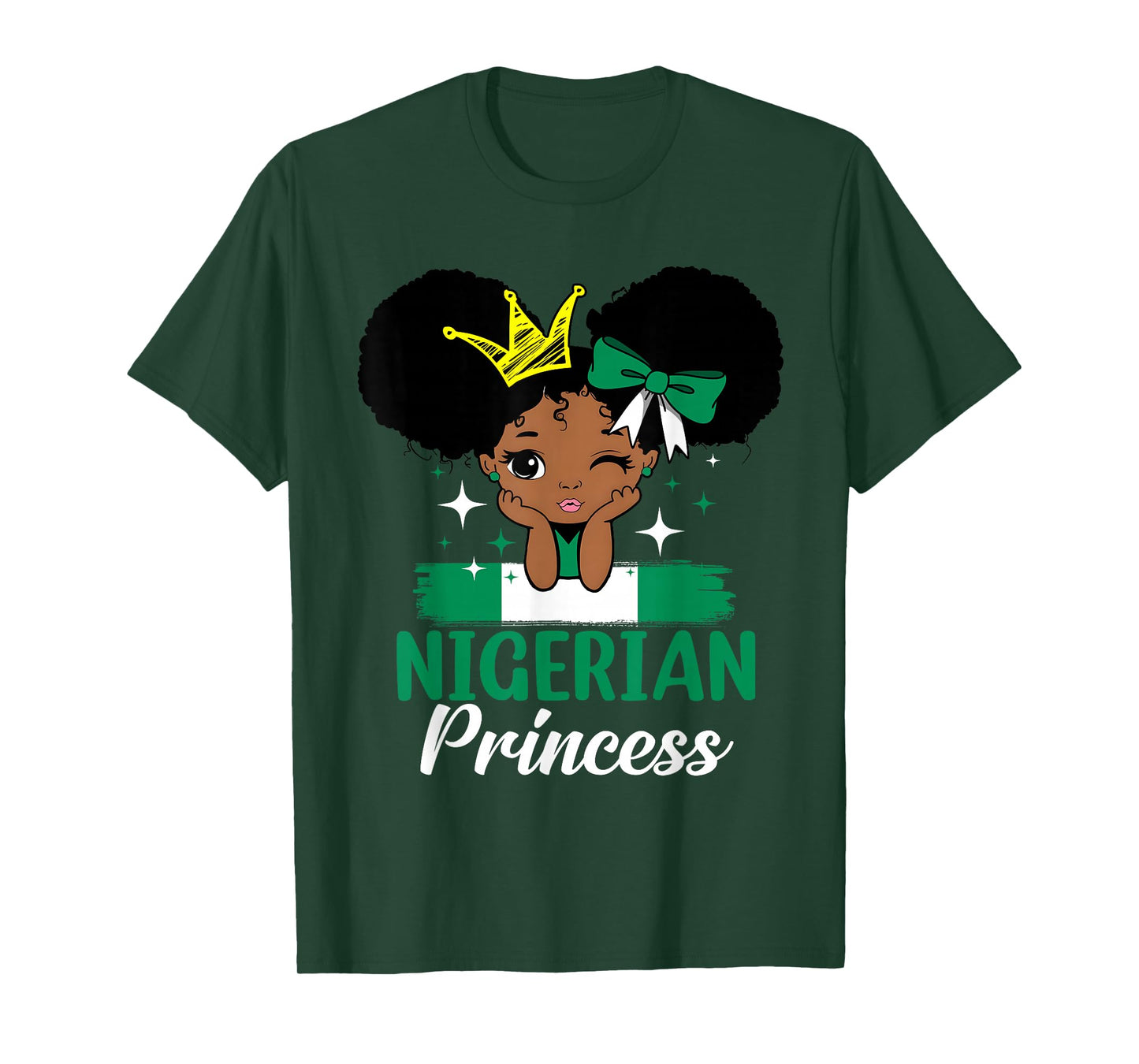 Nigerian Princess Nigeria Girl Melanin Cute Nigerian Flag T-Shirt