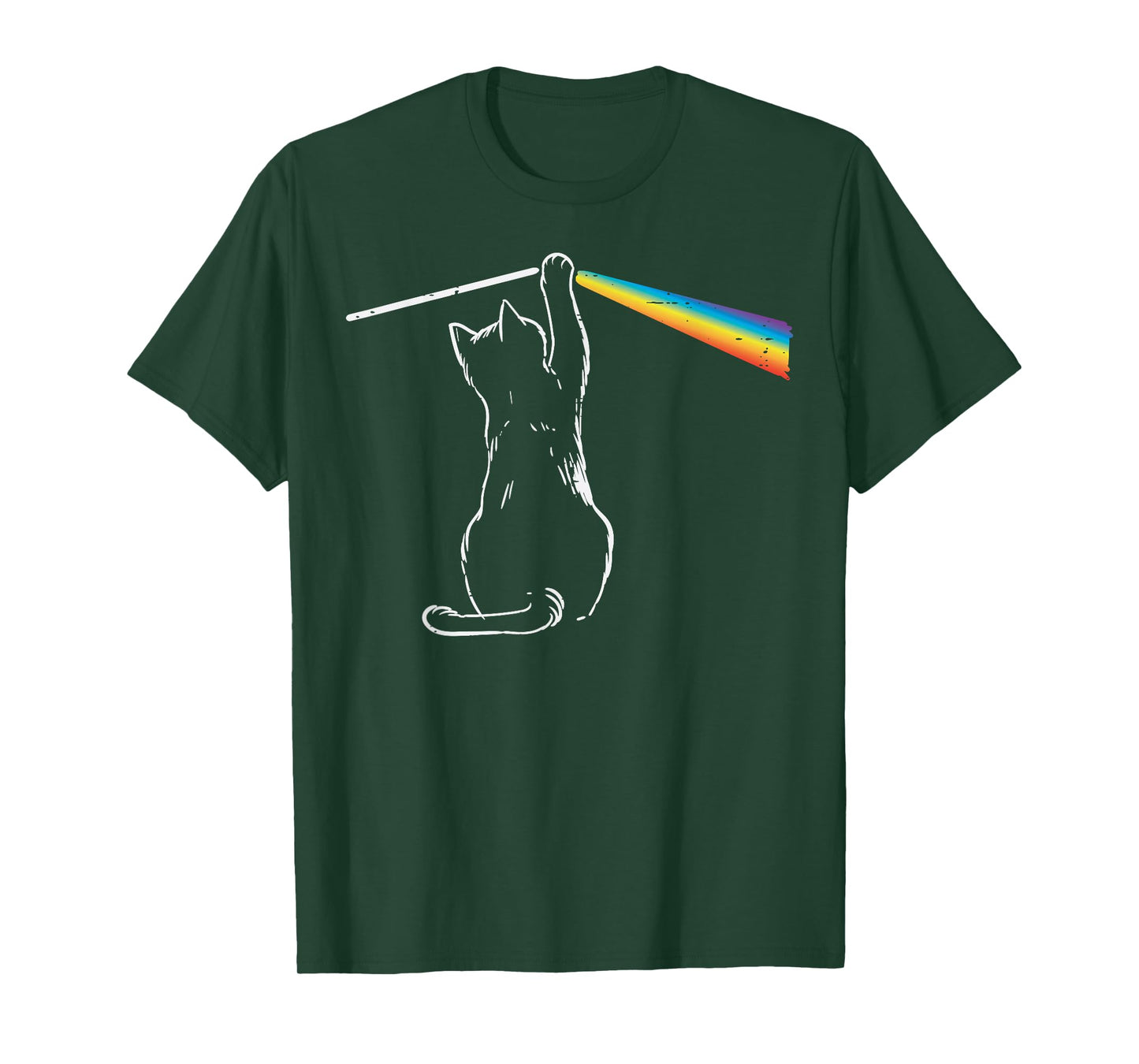 Cat Rainbow Light Cool Prism Science Spectral Men Women Kids T-Shirt