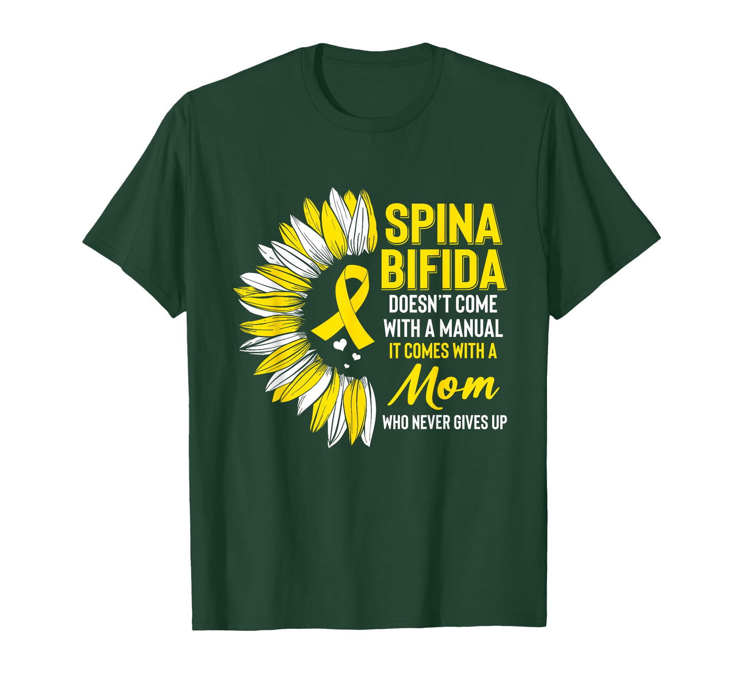 Spina Bifida Awareness Mom Mother Sunflower Yellow Ribbon T-Shirt