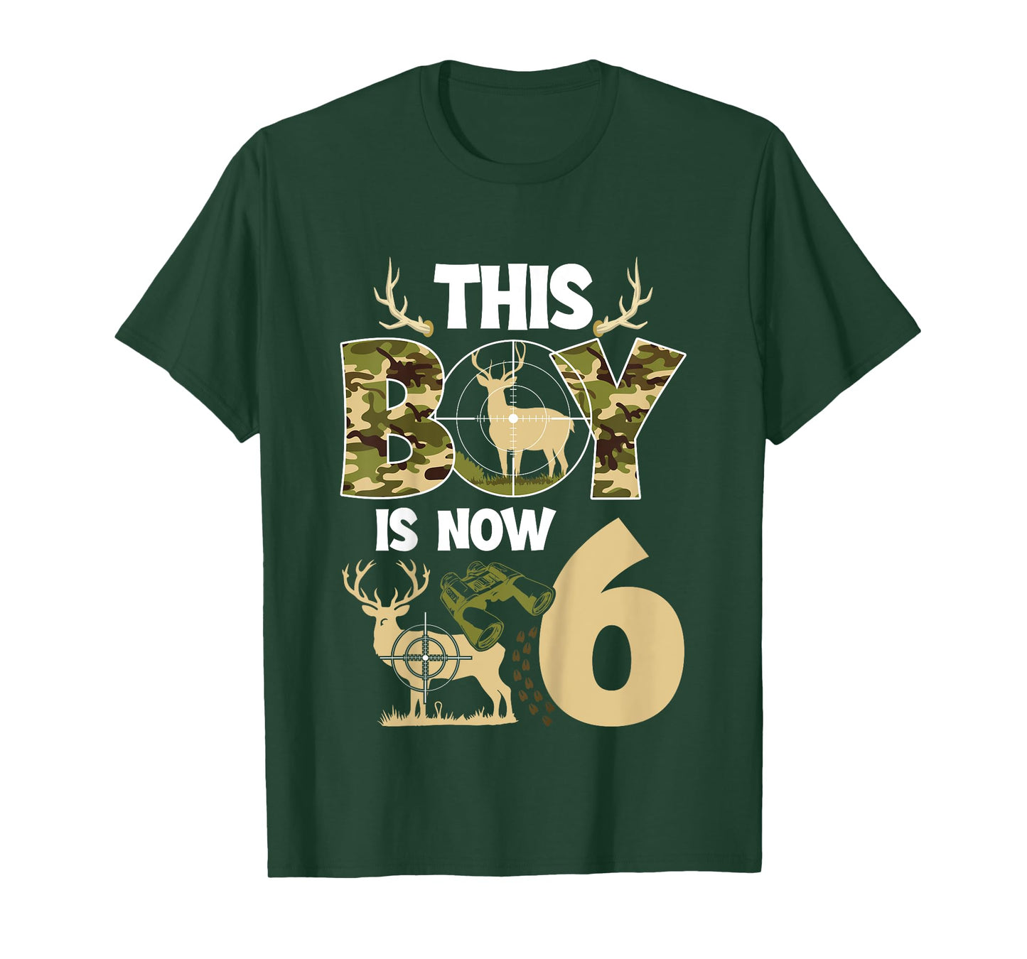 6th Hunting Birthday Party 6 Year Old Hunter Birthday T-Shirt