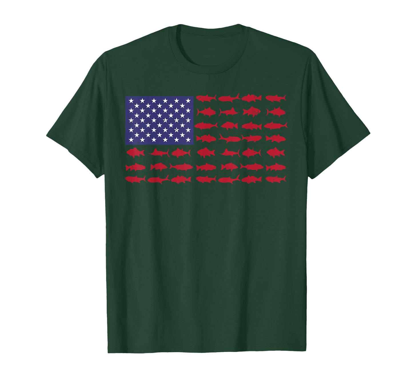American Flag Fishing Men Kids Bass Fish Dad USA Patriotic T-Shirt