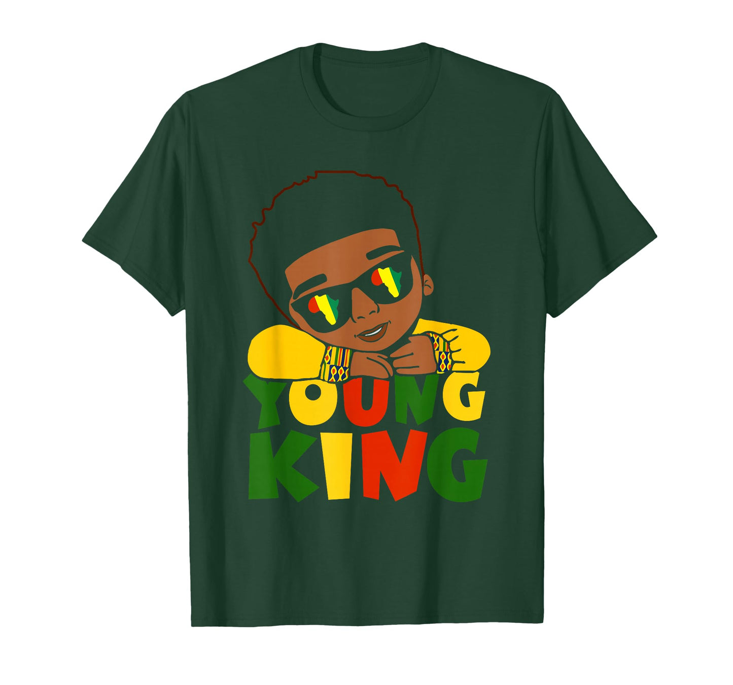 Black Young King Black History Month Kids Afro Boys Men T-Shirt