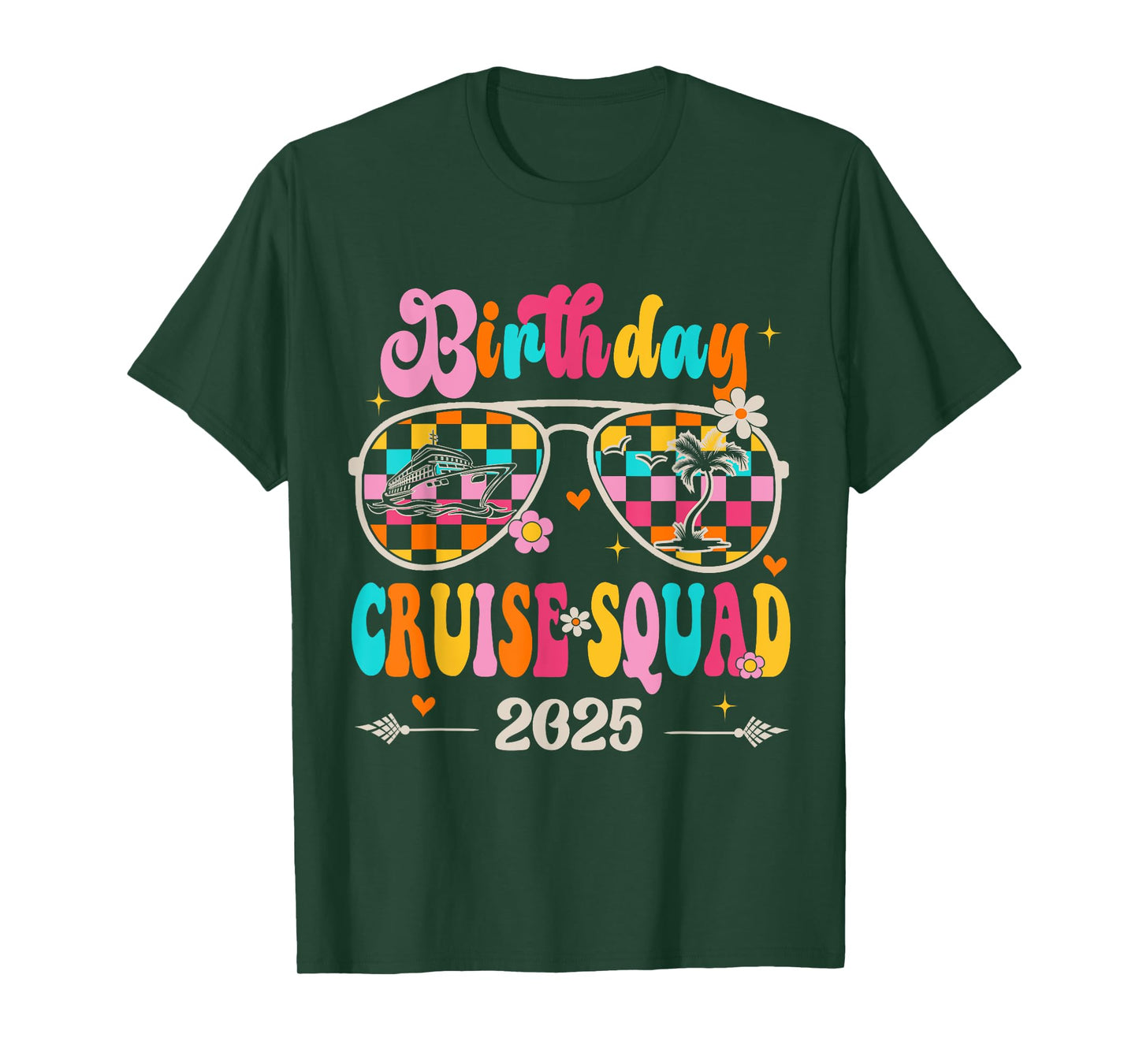 Retro Birthday Cruise Squad 2025 Sunglasses Cruise Birthday T-Shirt