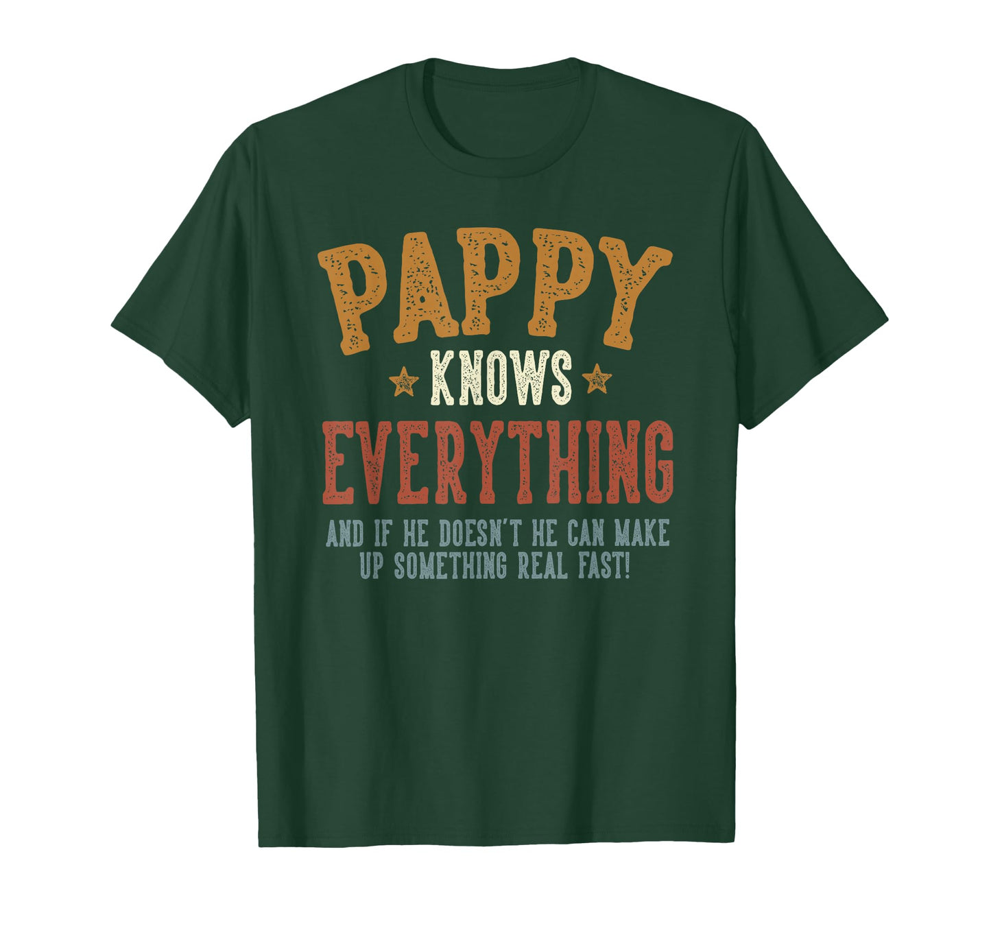 Pappy Knows Everything - Humorous Father's Day Pappy T-Shirt, Small, Black