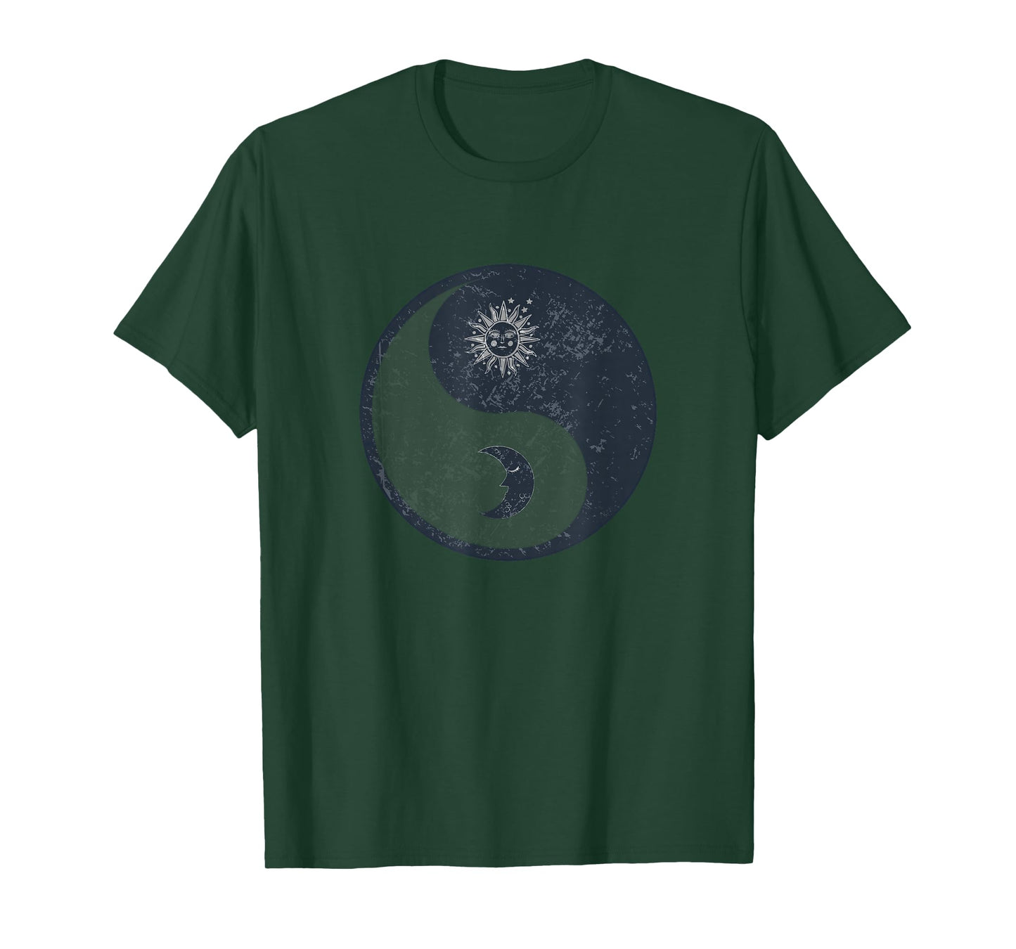 Meditation Yin Yang Sun Moon Distressed T-Shirt