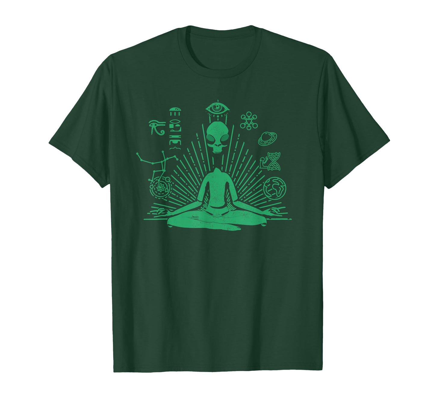 Green Alien Shirt UFO Zen Yoga Meditation Funny T-Shirt