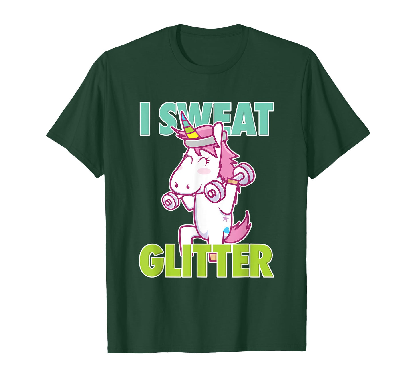 I Sweat Glitter Tee I Funny & Sassy Unicorn Workout Shirt T-Shirt