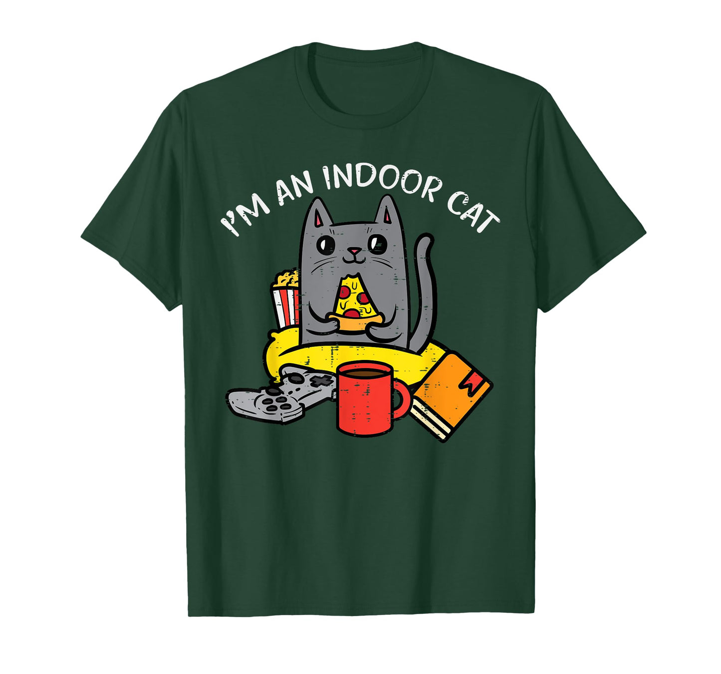 Im Indoor Cat Gaming Controller Pizza Gamer Men Boys Kids T-Shirt