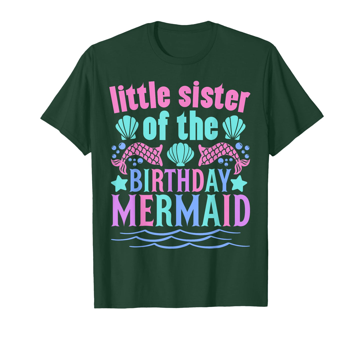 Little Sister Of Birthday Mermaid Party Outfit Cute Mermaid T-Shirt