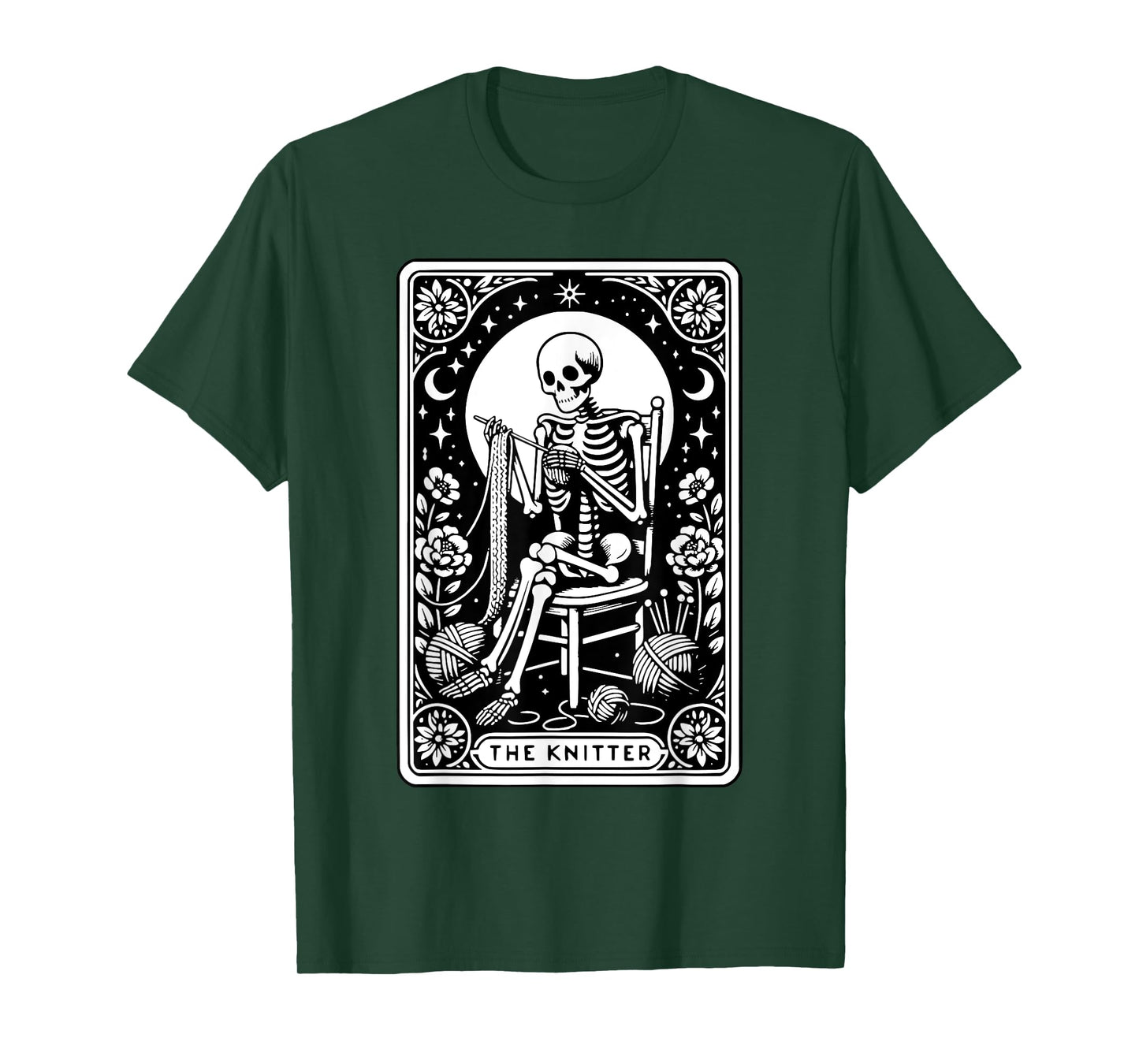 The Knitter Tarot Card Funny Knitting Skeleton Crochet Lover T-Shirt