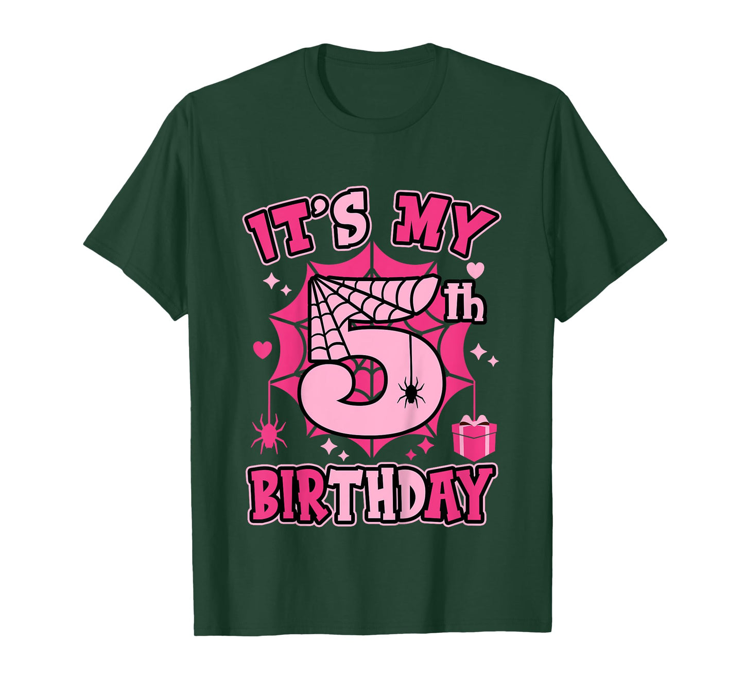 Kids It's My 5th Birthday Spider Girl Costume Party 5 Year Old T-Shirt