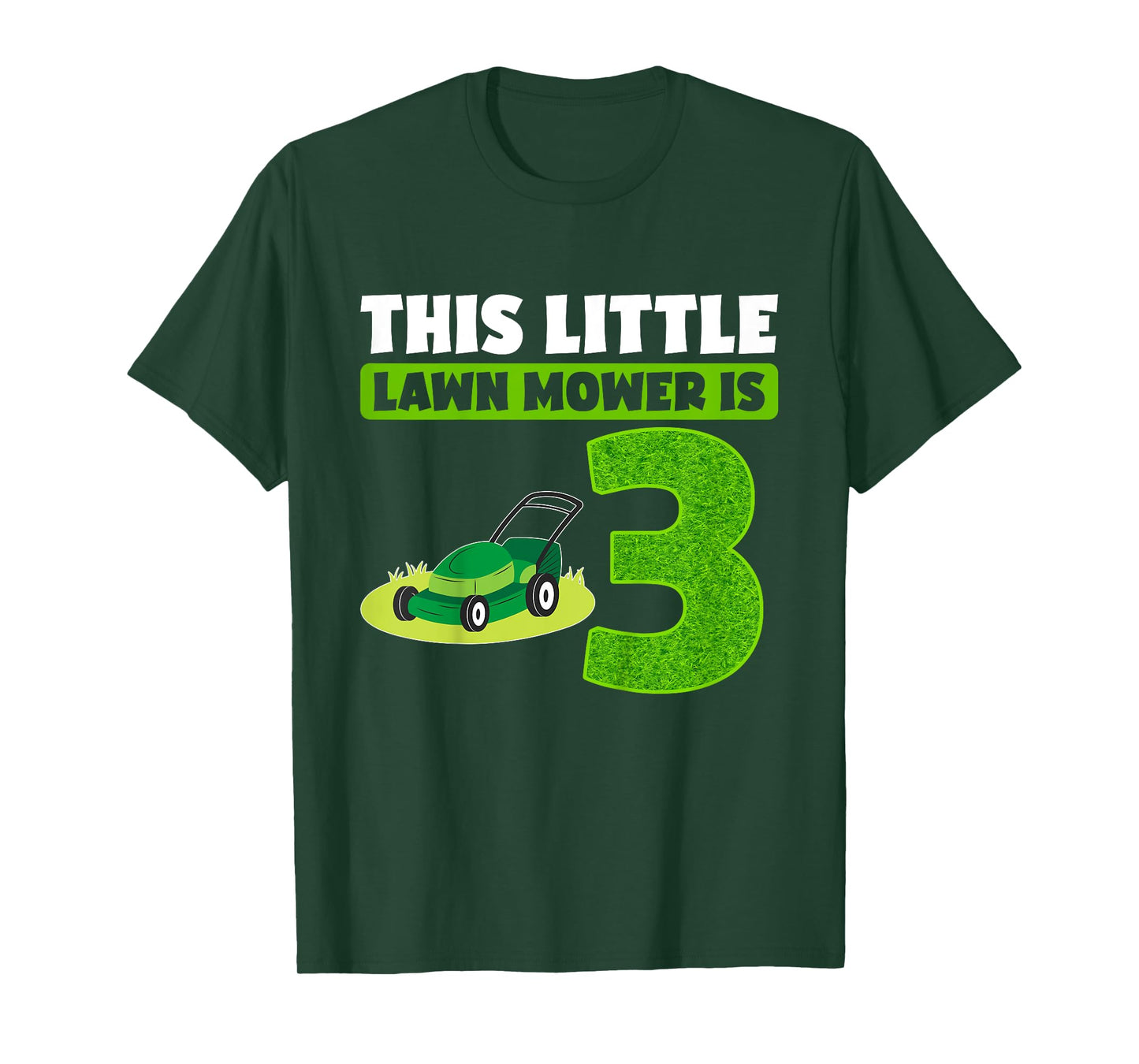 Kids 3rd Lawn Mower Birthday Party Three Year Old Boy Lawn Mowing T-Shirt