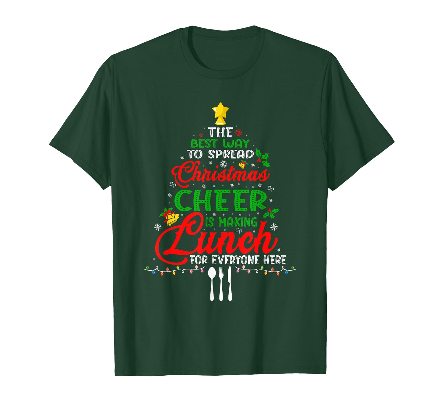 Lunch Lady Christmas XMas School Cafeteria Lunch Lady Tree T-Shirt