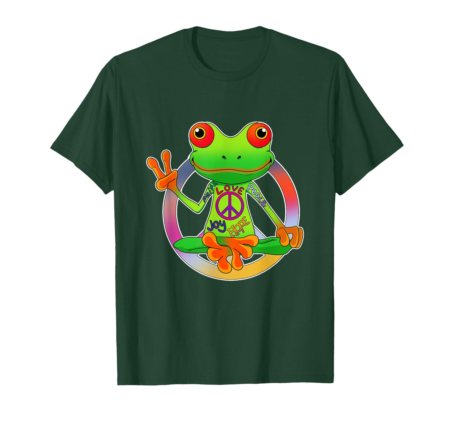Hippie Frog Peace Sign Yoga Frogs Hippies 70s T-Shirt