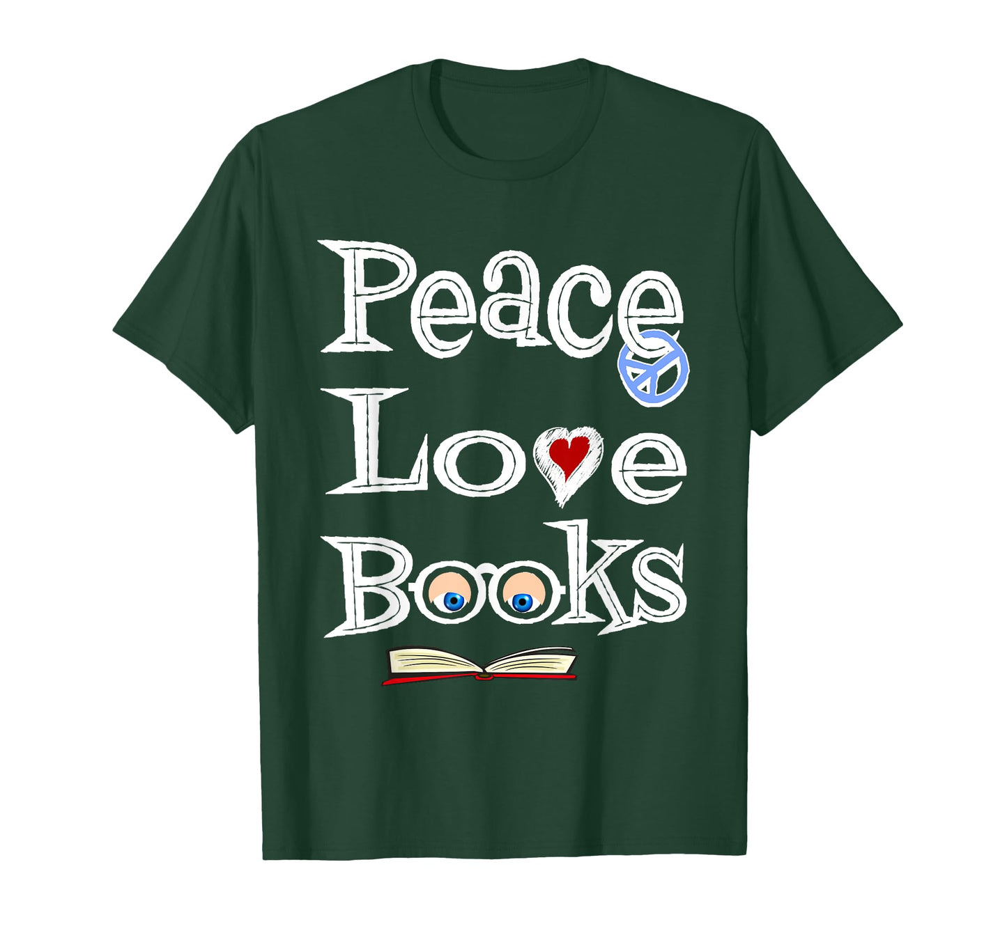 Peace Love Books T-Shirt Geeky Cute Book Nerd Gift