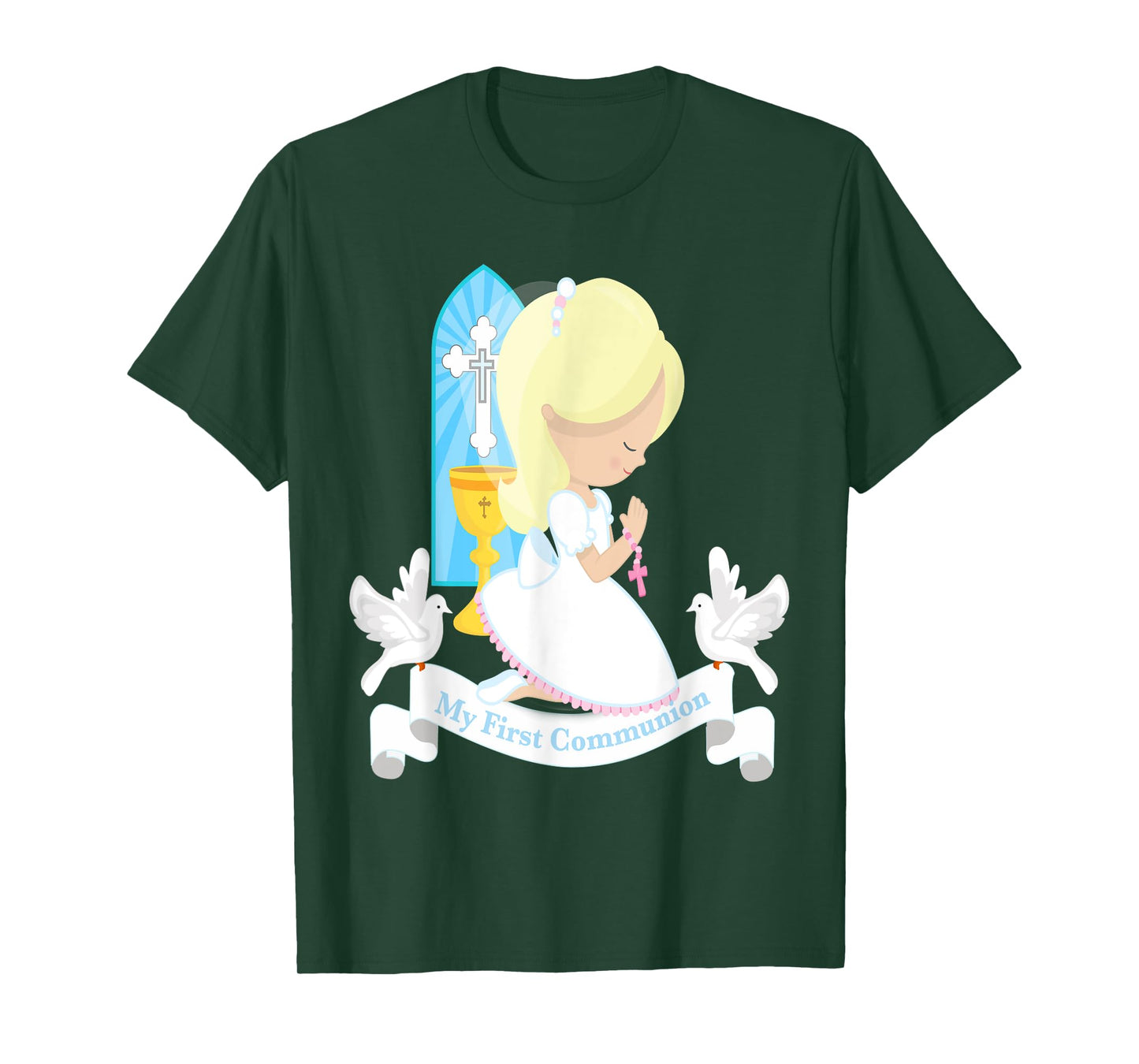 My First Communion Shirt Gift Cute Kids Daughter Girl Blonde T-Shirt