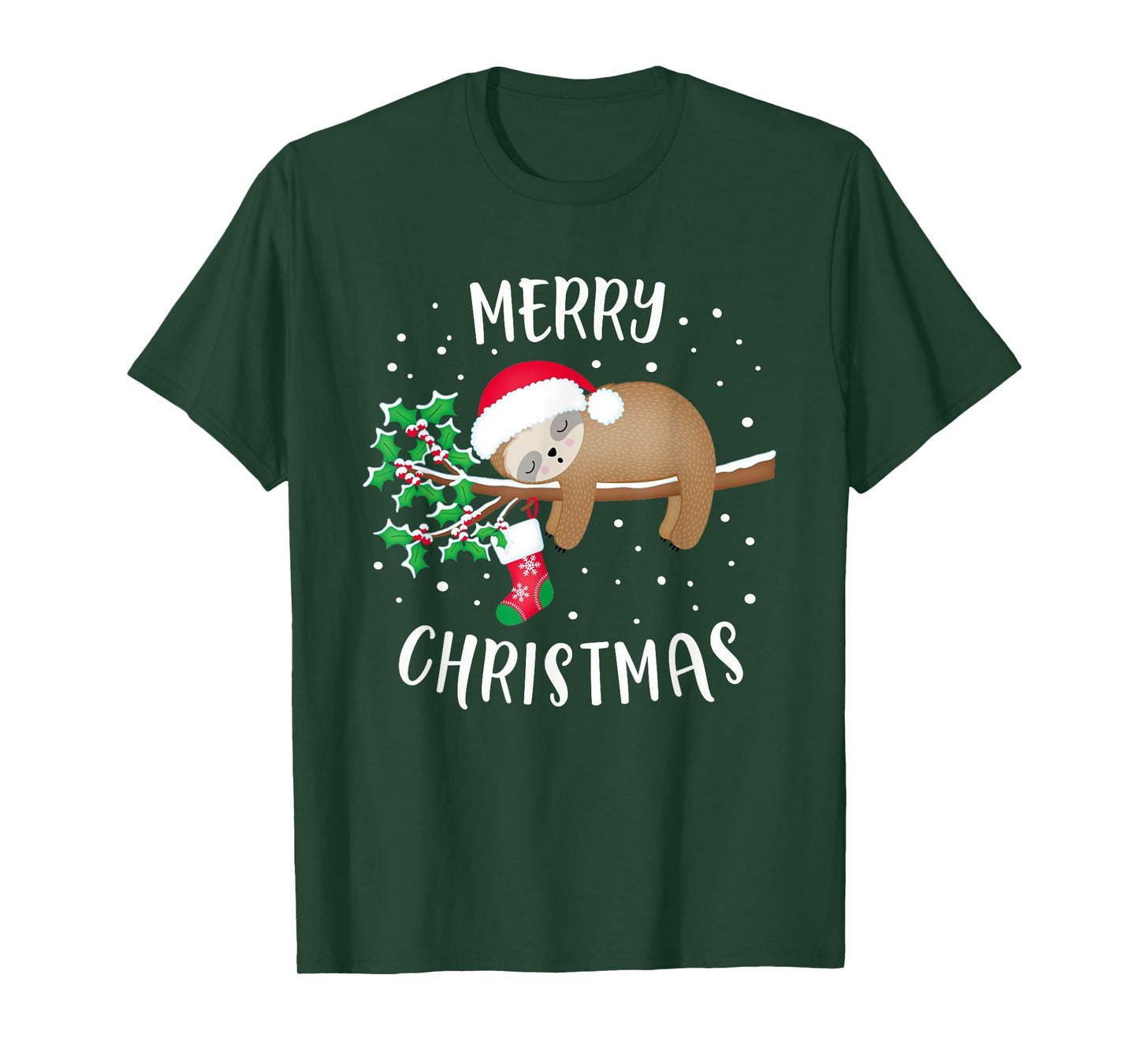 Merry Christmas Cute Sloth Xmas Outfit Matching Family T-Shirt
