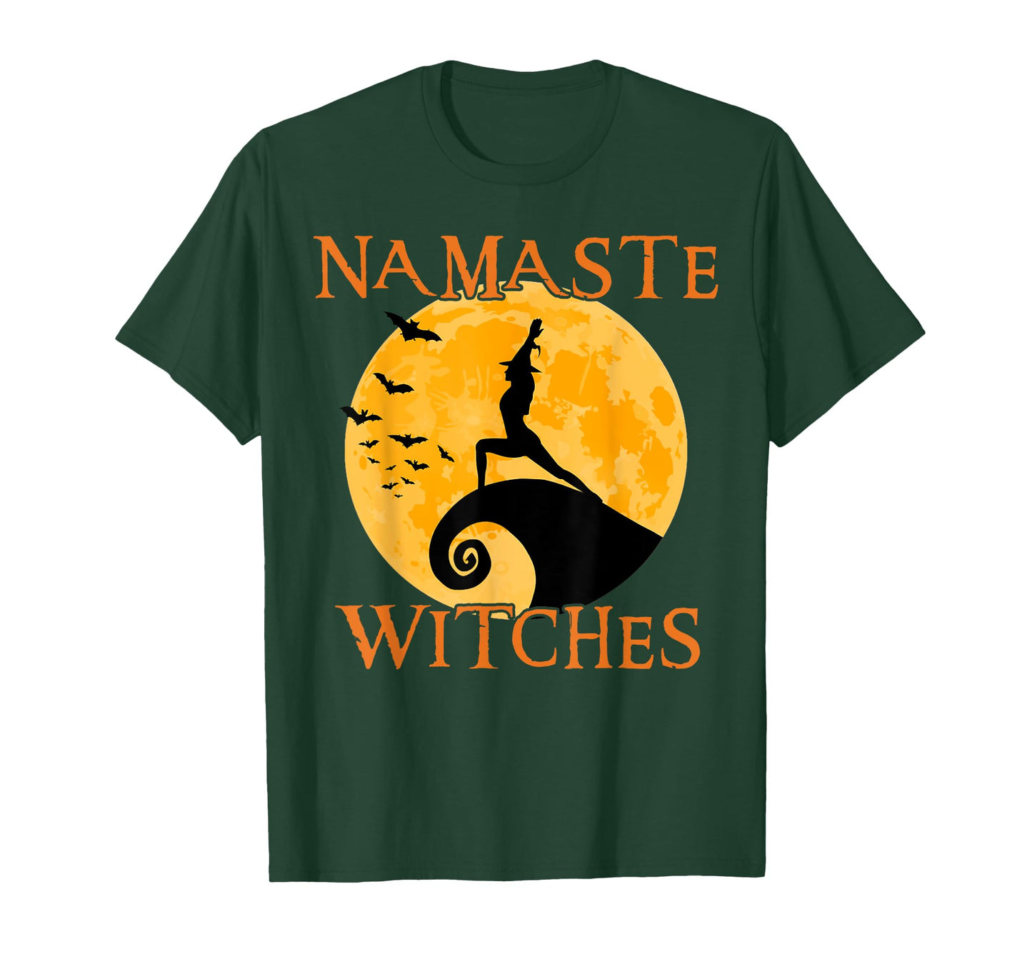 Namaste Witches Yoga Warrior I Pose Halloween Yoga T-Shirt