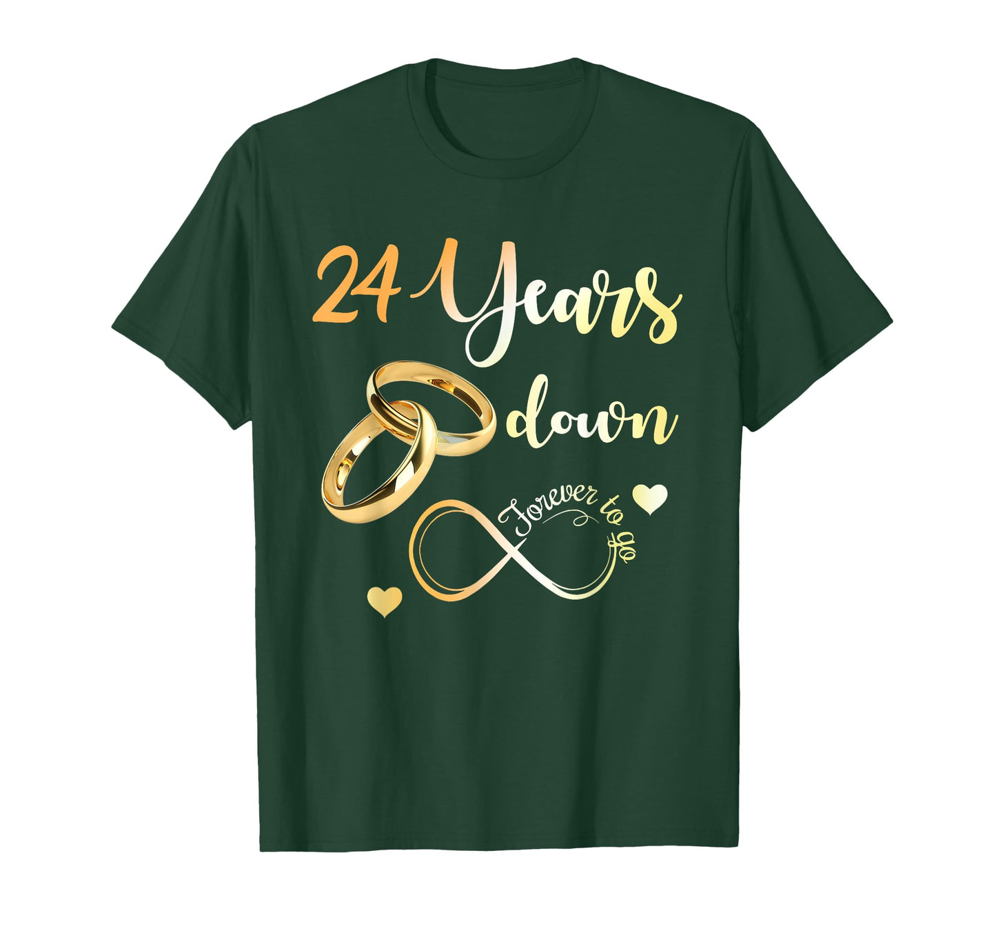 24 Years Down Forever To Go Couple Matching 24th Anniversary T-Shirt