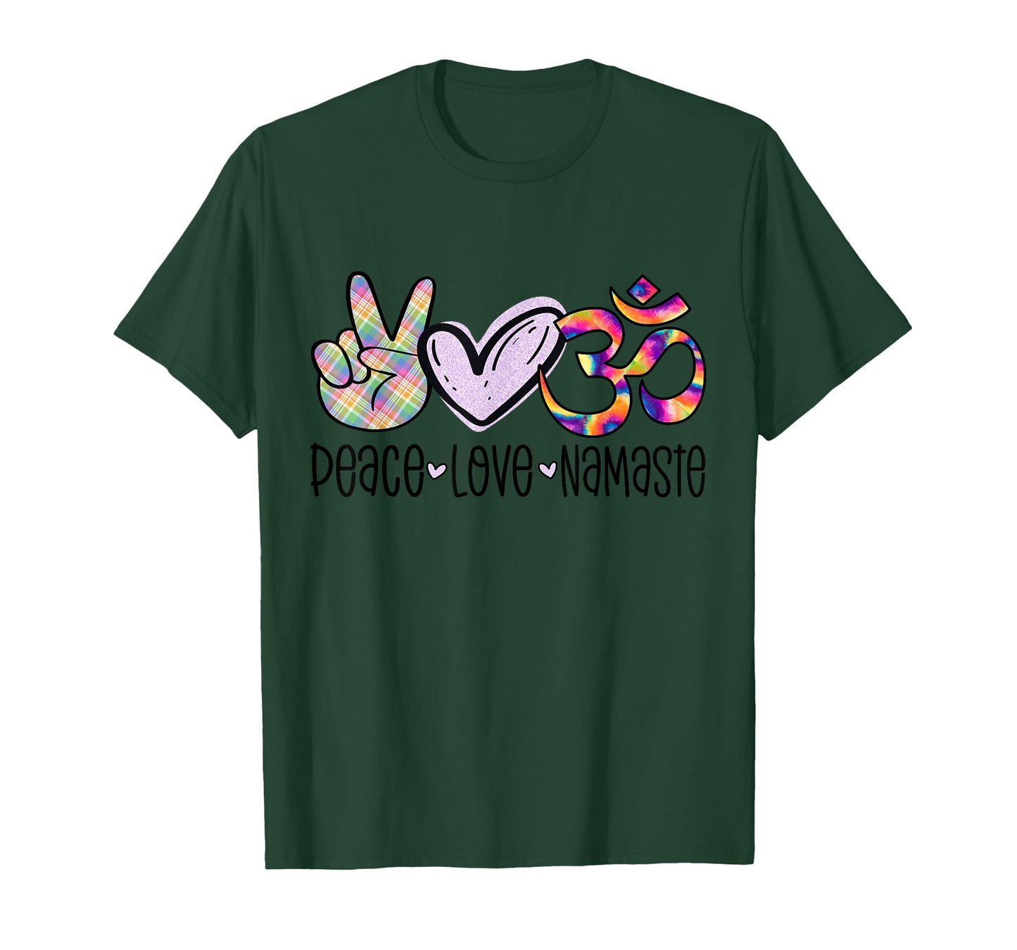 Peace Love Namaste Funny Yoga Hippie Yogi Tie Dye OM Sign T-Shirt