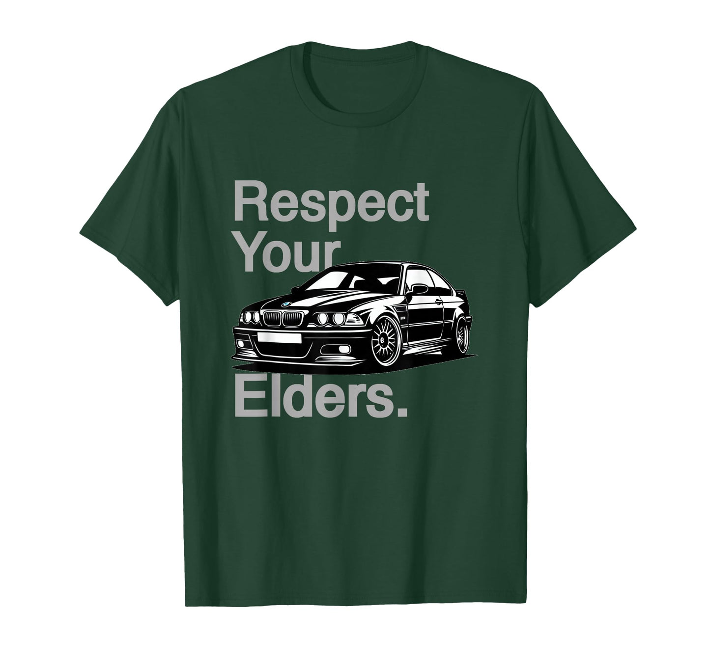 Russ Designs Respect Your Elders Vintage Euro E46 3 Series Unisex-Adults T-Shirt, Black, Small