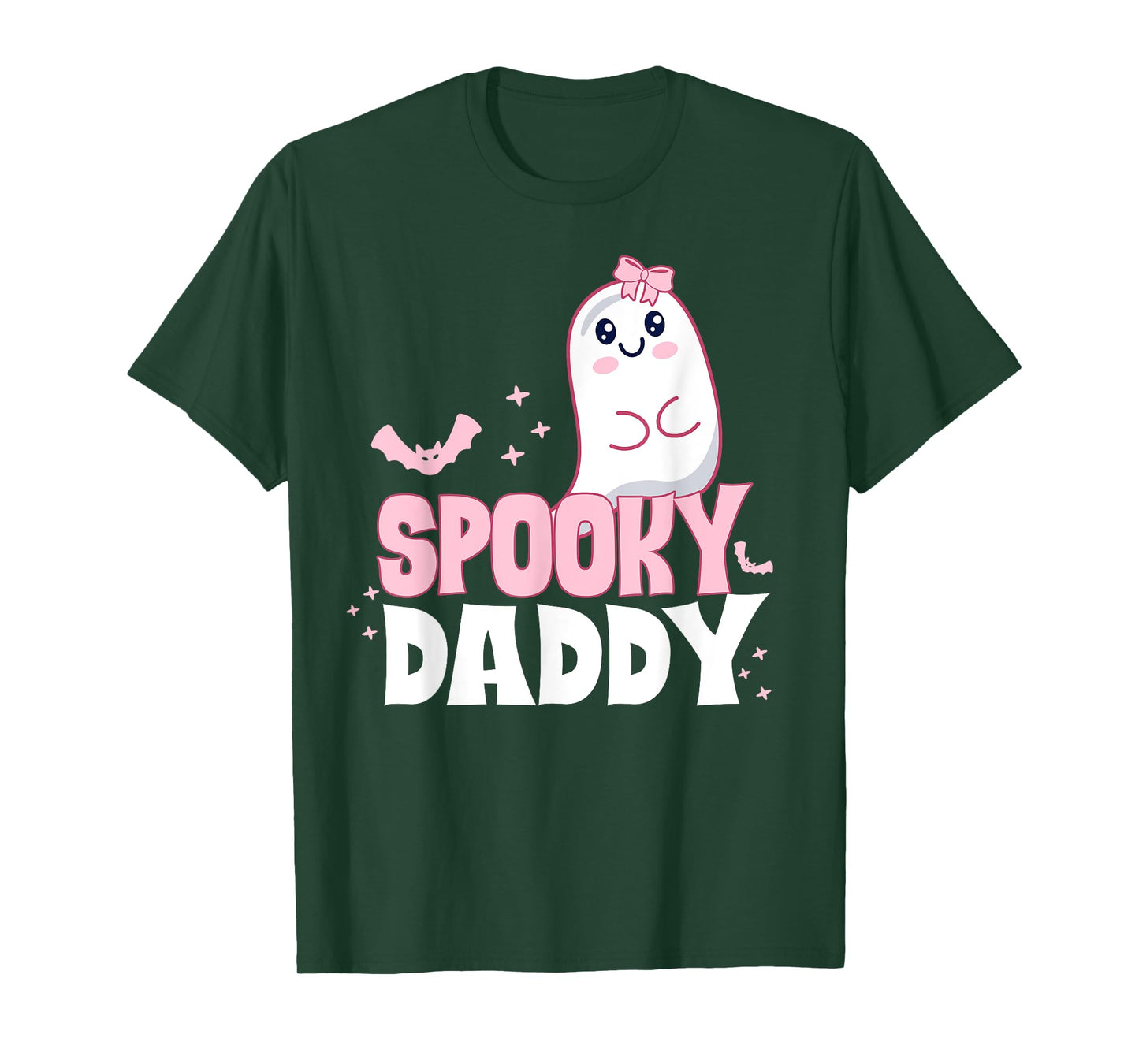 Spooky Daddy Family Cute Pink White Ghost Boo Halloween T-Shirt