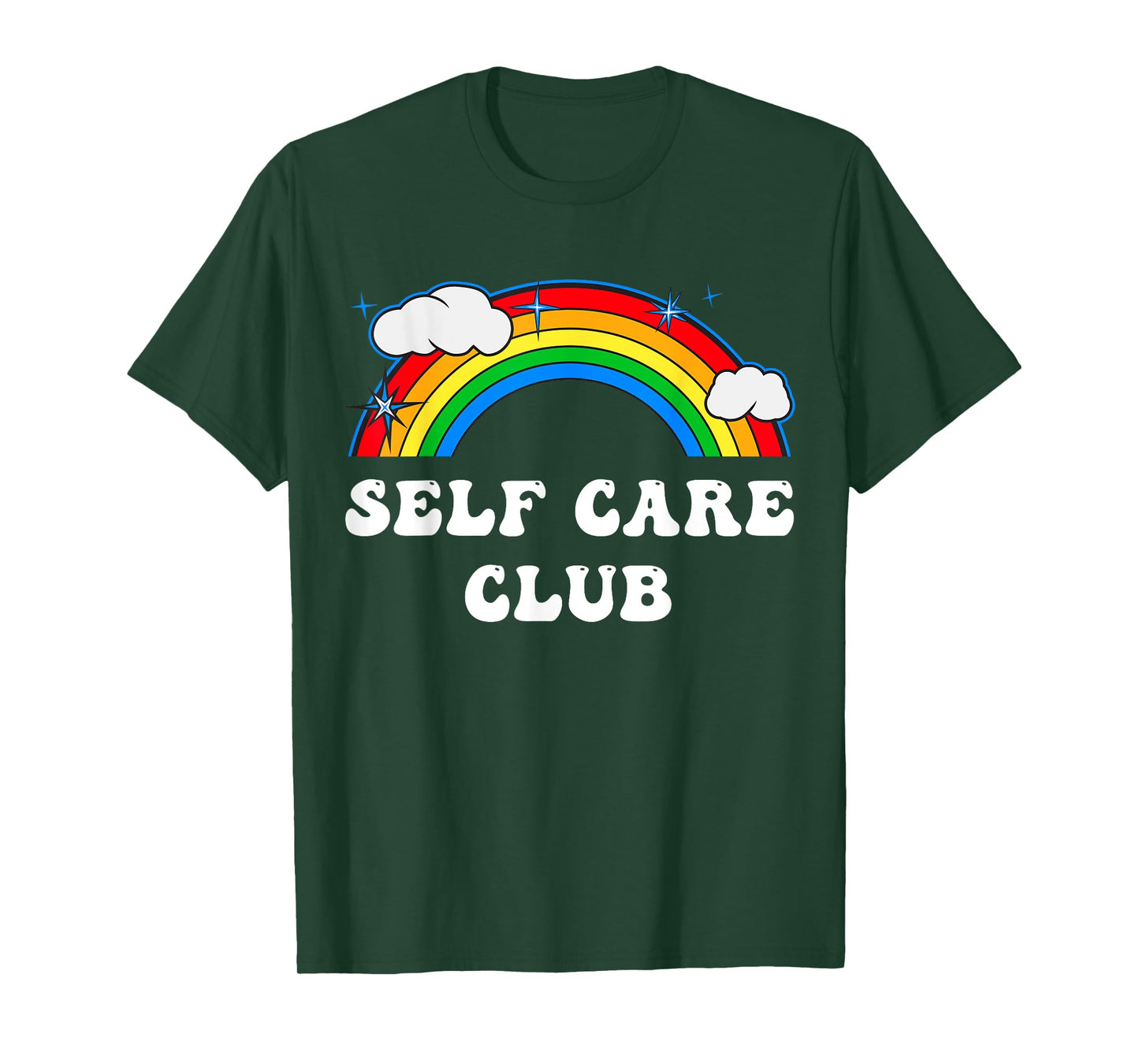 Self Care Club Cute Rainbow Mental Health Yoga Meditation T-Shirt
