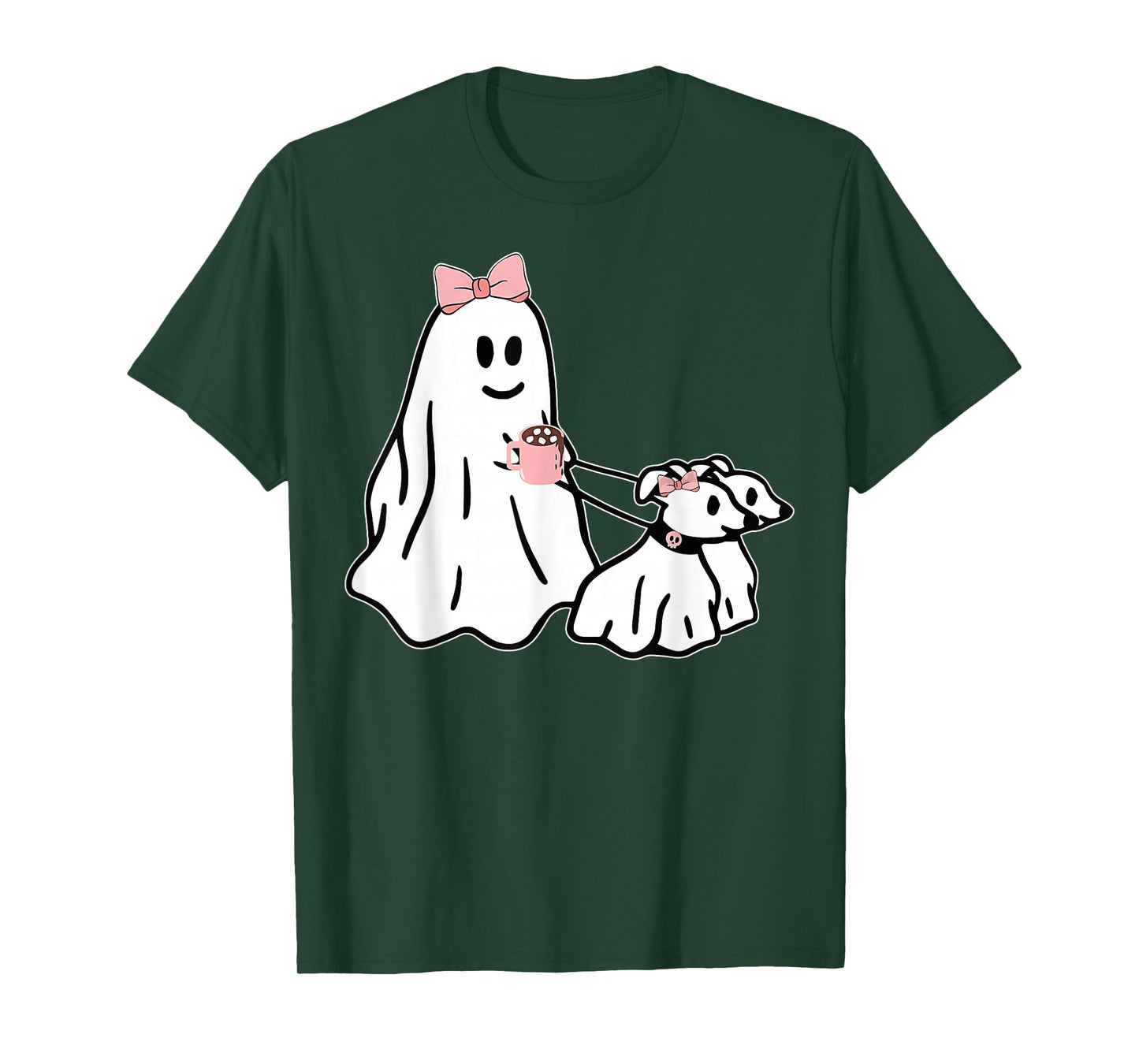 Funny Ghost Walking Dog Spooky Season Halloween Coquette T-Shirt
