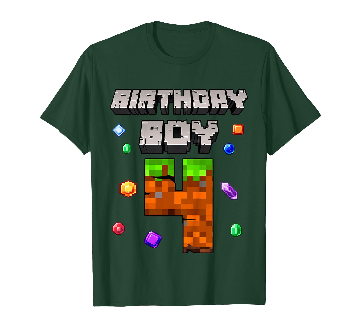 Kids 4th Birthday Boy 4 Video Gamer Pixel Number Four Bday Party T-Shirt
